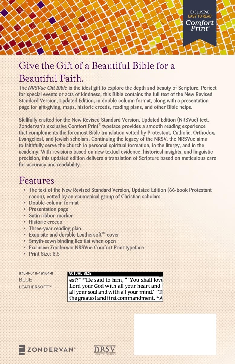 NRSVue, Gift Bible, Leathersoft, Blue, Comfort Print - Image 3