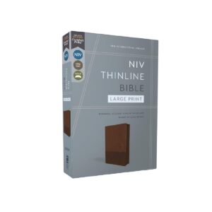 NIV, Thinline Bible, Large Print, Leathersoft, Brown, Zippered, Red Letter, Comfort Print