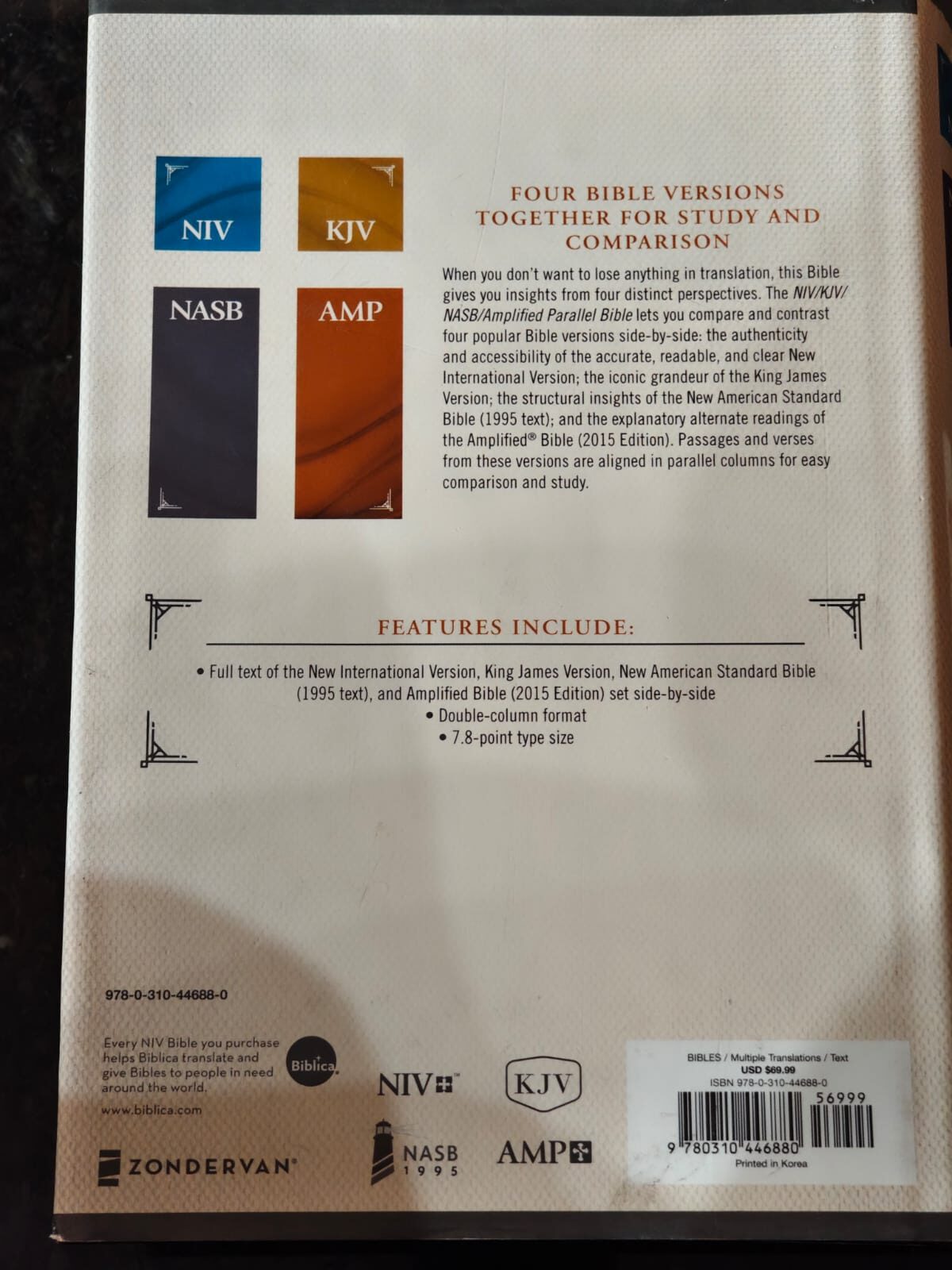 NIV, KJV, NASB, Amplified, Parallel Bible, (NIV, KJV, NASB, Amplified), Hardcover - Image 2