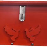 Handcrafted Medium Wooden Church Offering Box with Secure Lock – Red and Blue Tithe Boxes