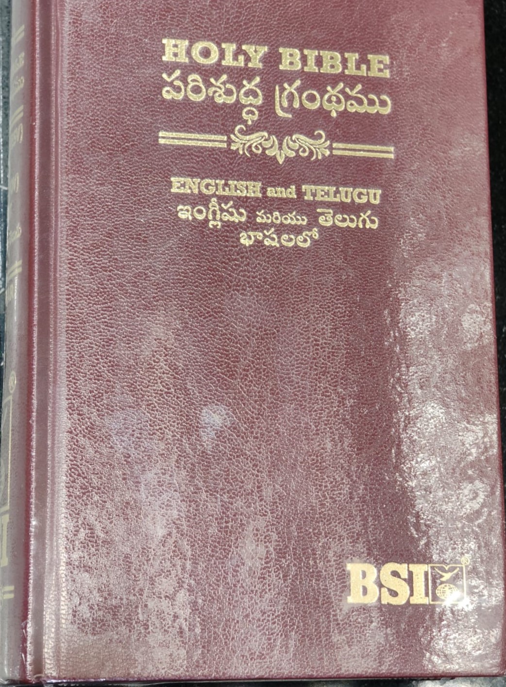 BSI Telugu/English Diglot Bible (Regular Hardback, Black/Burgundy)