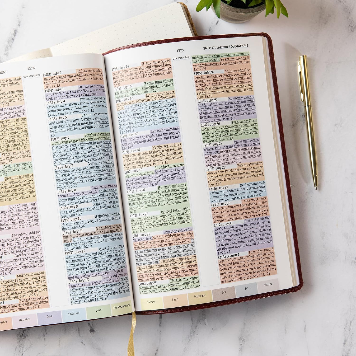 KJV Rainbow Study Bible, Burgundy LeatherTouch (ISBN: 9781087782737) — Fully Color-Coded King James Version - Image 3